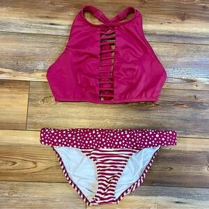 Women’s Venus Size 14 High Neck 2 Piece Swimsuit Adjustable Criss Cross Straps